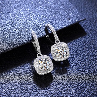 Kim Cương Nhân Tạo Moissanite(6.5mm) Bông tai S925 bạc túi sang trọng Mosan khoan D màu 1 carat có thể kiểm tra bút khoan với hộp đóng gói với giấy chứng nhận xác nhận