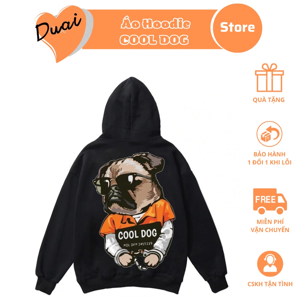 Áo khoác dài tay unisex chất nỉ cotton dày dặn màu đen size XL XXL - DUAI HD01