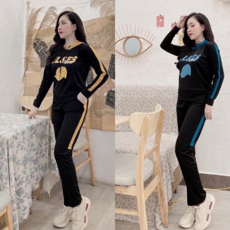 Bộ thể thao cao cấp thu đông dài tay có mũ phối màu, chất umi mã Y0