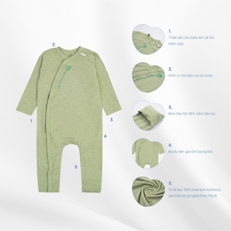 Bu baby - Bộ body dài tay cài chéo Bambus Mella BBB210801