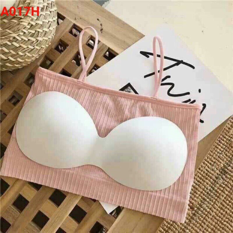 Áo Bra Nữ Cotton Gân Tăm 2 Dây Có Mút Ngực Trẻ Trung ANA 809