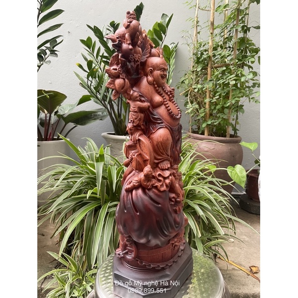 Tượng phật di lặc ngũ phúc bằng gỗ hương cao 40 cm