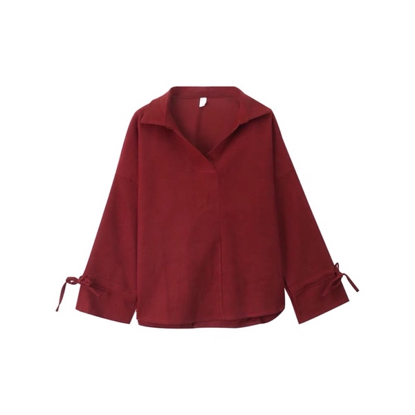 Áo Sơ Mi Tay Dài Phối Dây Rút Thiết Kế Mới Trẻ Trung Cá Tính Dành Cho Nữ