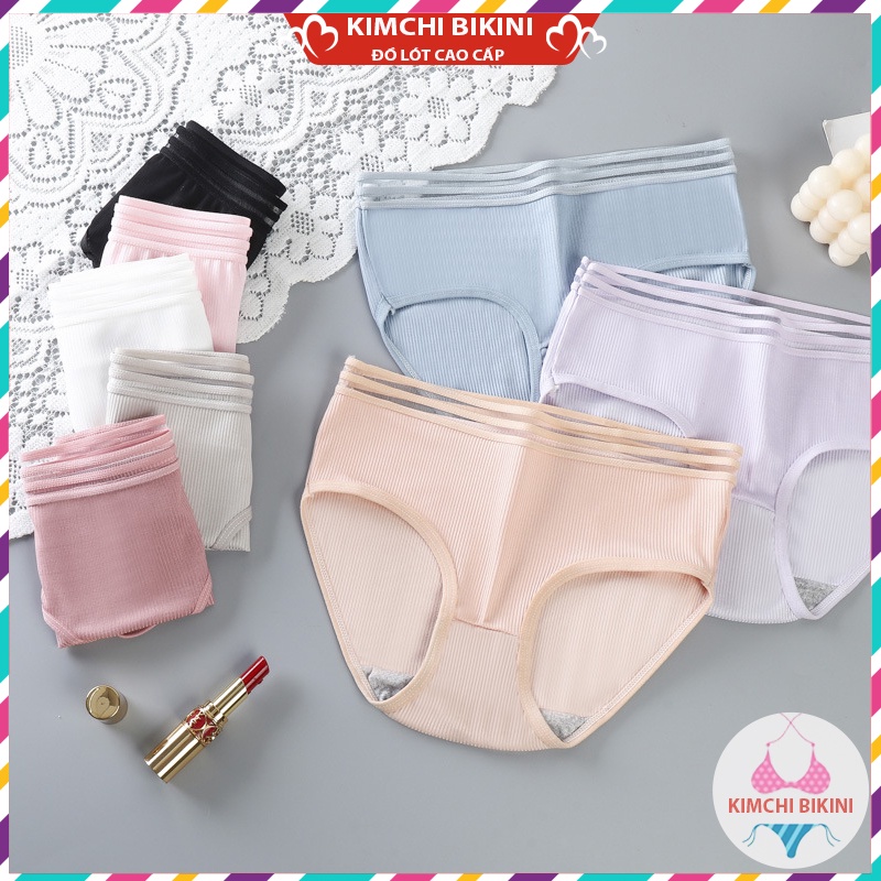 combo 10 quần lót nữ gân tăm lưng cao ôm bụng KIMCHIBIKINI quần lót nữ combo 10 cái Quần chip nữ dể thương QL021