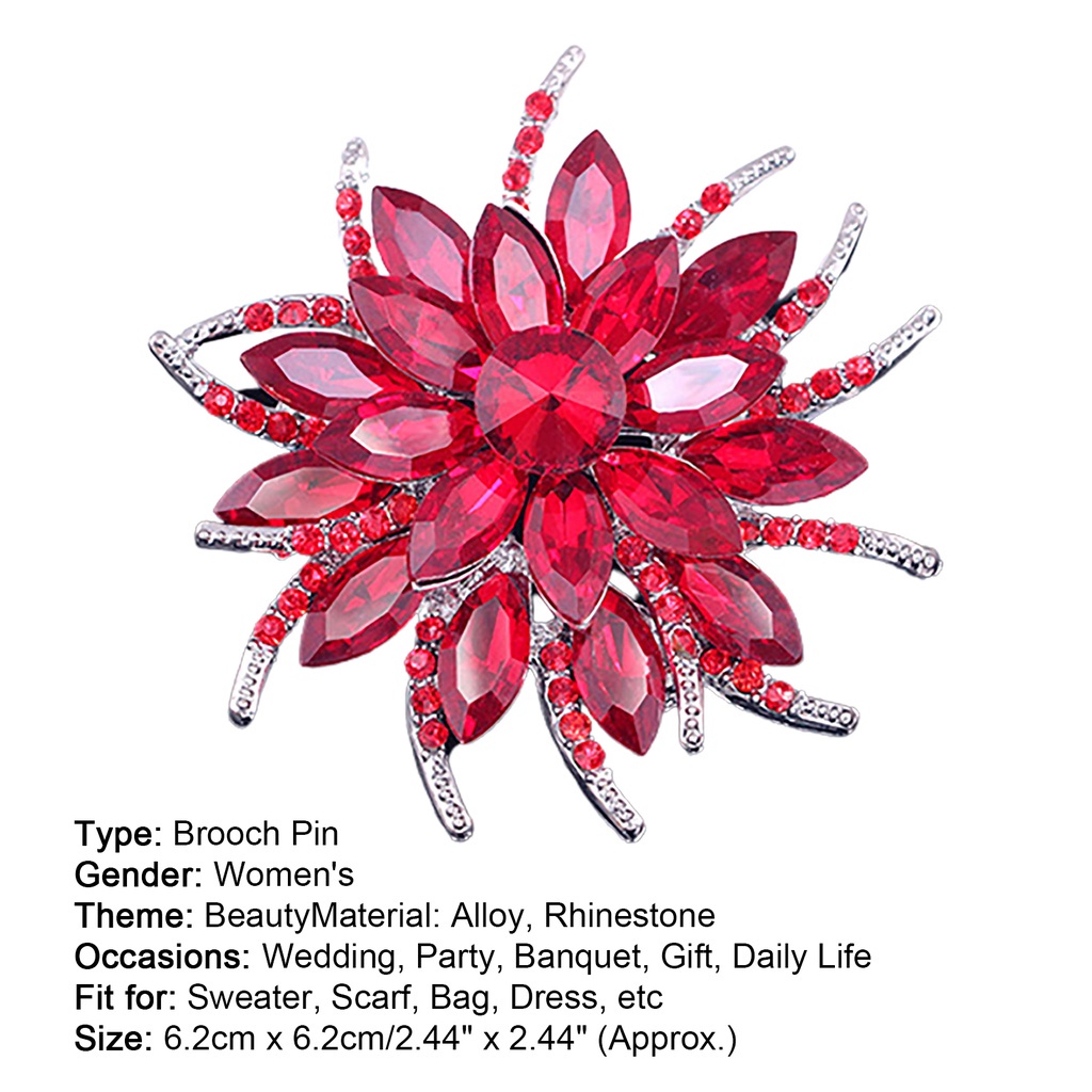 Ghim cài áo hình bông hoa đính đá phong cách thanh lịch dành cho nữ