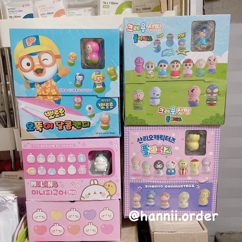 Pack lật đật nhân phẩm đồ chơi Shin cậu bé bút chì, Pororo, Molang, Sanrio dễ thương