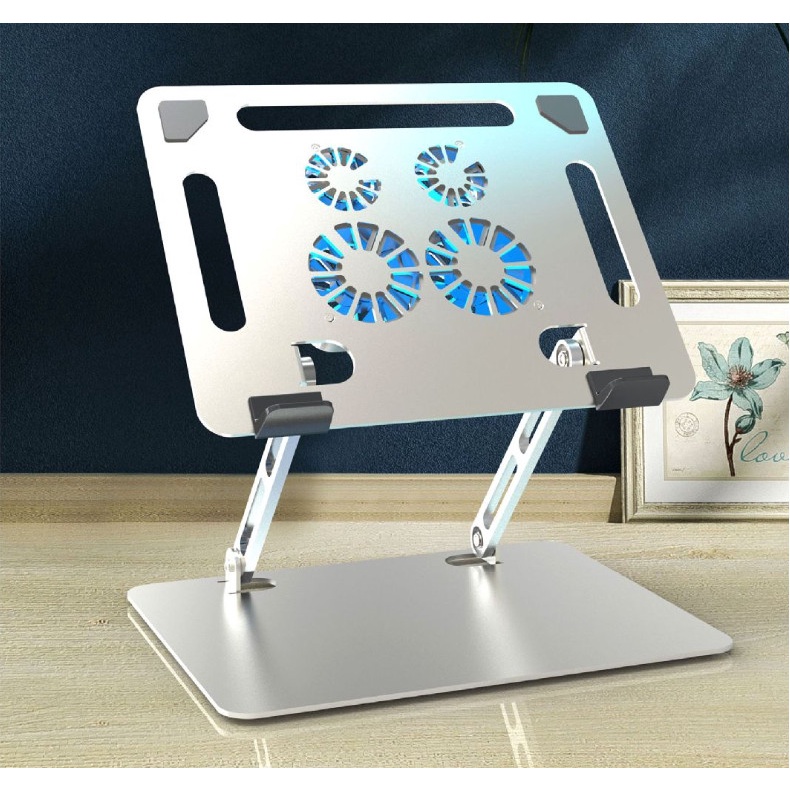 Giá đỡ để laptop tablet bằng nhôm kiêm đế tản nhiệt nâng Macbook máy tính bảng Ipad gấp gọn BJ01 điều chỉnh độ cao