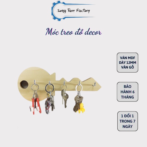 Móc treo chìa khóa Song Tâm móc treo đồ decor bằng gỗ dán tường xinh xắn tiện lợi