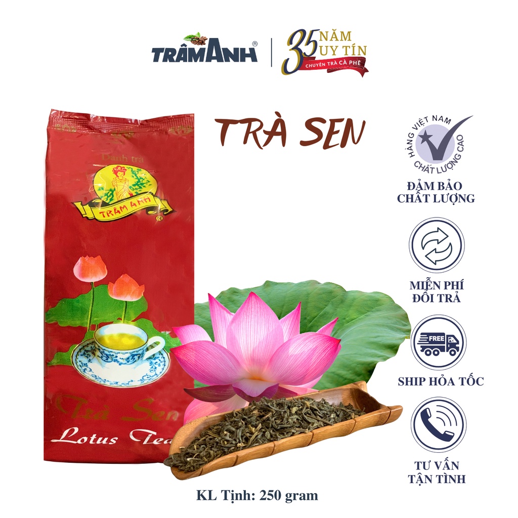 TRÀ SEN THƯỢNG HẢO HẠNG TRÂM ANH 250gr- Trà xanh móc câu Bảo Lộc ướp hương sen