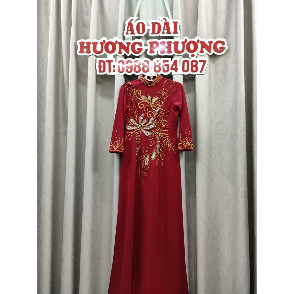 ÁO DÀI TRUNG NIÊN LỤA ĐỎ SAKE CAO CẤP
