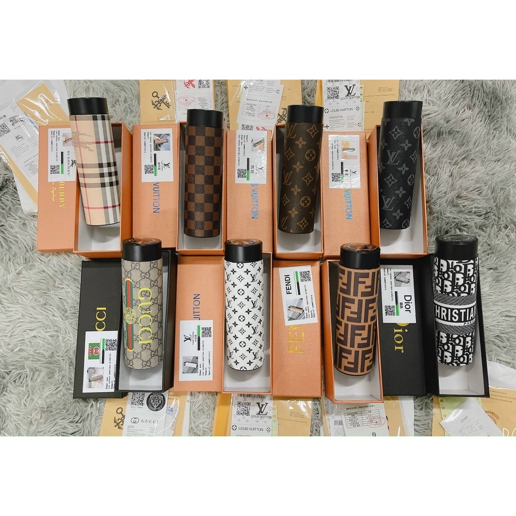 Bình giữ nhiệt inox Gucci, LV, Dior,  độ cao cấp 500ml, hiển thị nhiệt độ khi vuốt