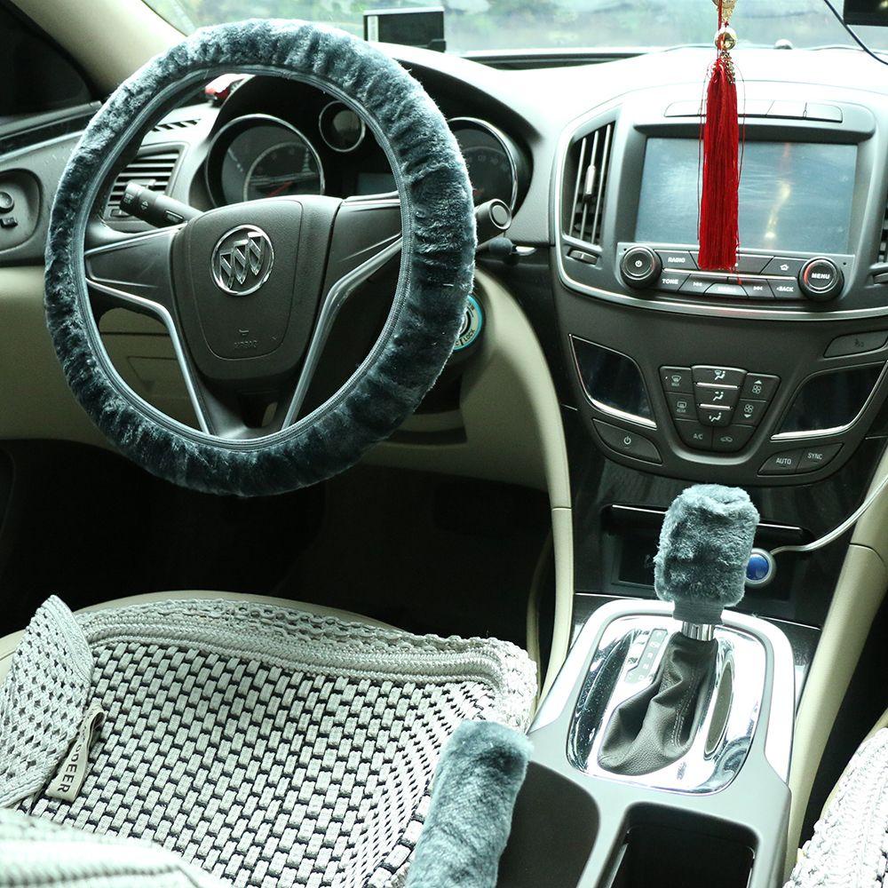 Bộ 3 Vỏ Bọc Vô Lăng Xe Hơi Bằng Lông Nhung Giữ Ấm Mùa Đông