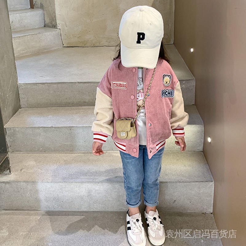 Áo Khoác Bóng Chày Bằng Vải Nhung Thời Trang Xuân Thu 2022 Phong Cách Mới Cho Bé Gái
