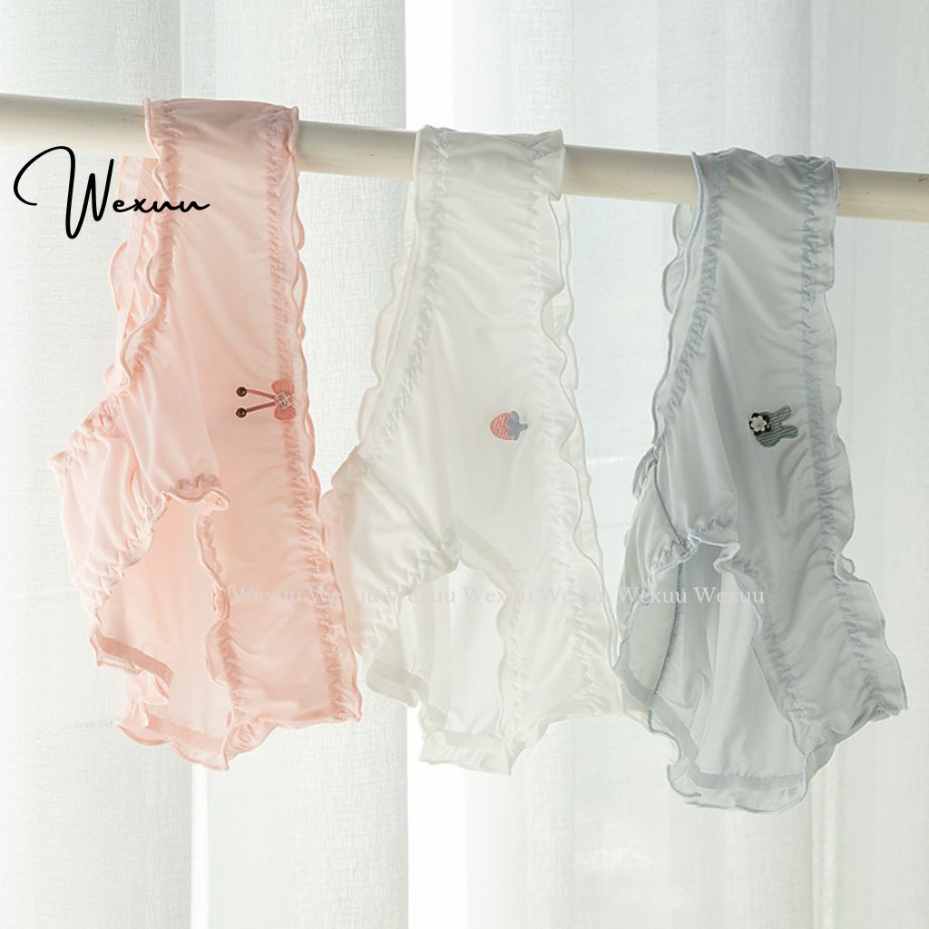 Quần lót nữ Wexuu Design viền bèo phối nơ vải su lạnh mềm mát kháng khuẩn cao cấp - QC131