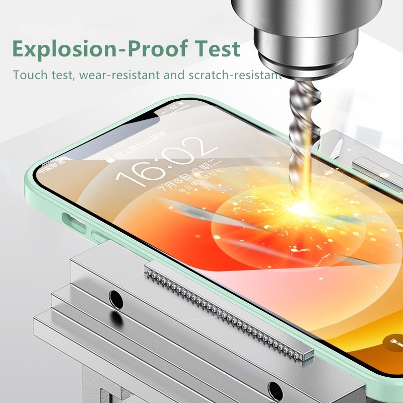 360° Ốp Điện Thoại Kính Cường Lực 2 Mặt Bảo Vệ Cho iPhone 13 Pro Max màu tím