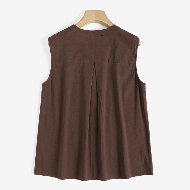 Áo kiểu ZANZEA cộc tay cổ tròn dáng suông cài nút phía trước cho nữ