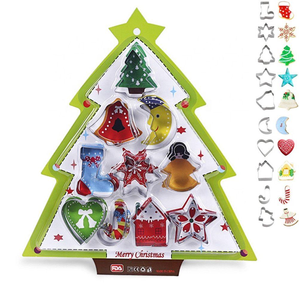 KUNHEV Set 6 / 10 Khuôn Làm Bánh Hình Cây Thông / Ngôi Sao / Người Tuyết