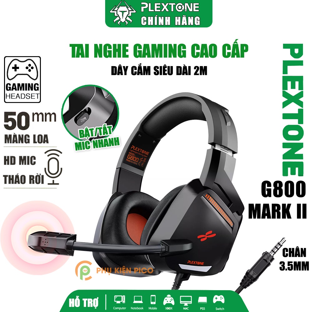 Tai nghe chụp tai PLEXTONE G800 chống ồn - Headphone có mic gaming 3.5mm - Headphone chơi PUBG FREE FIRE Liên Quân