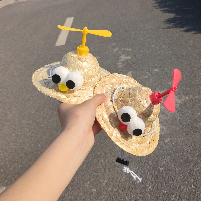 Mũ Rơm Che Nắng Hình Chú Chó Corgi Nhỏ Dễ Thương Vui Nhộn Trang Trí Mũ Bảo Hiểm Cho Thú Cưng
