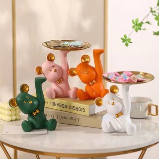 Chú gấu bê khay,để bàn đựng hoa quả