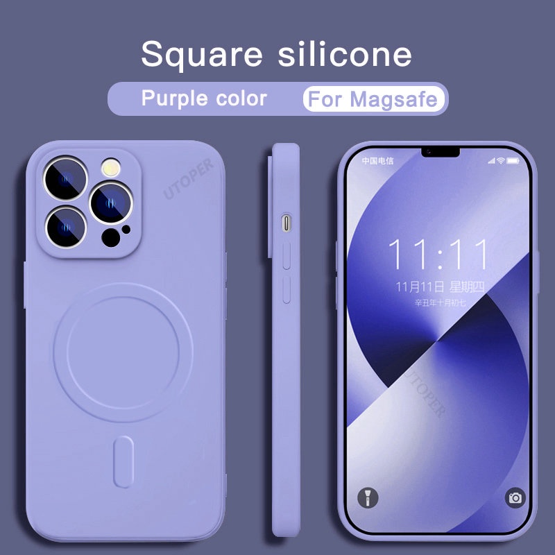 Ốp Điện Thoại TPU Silicon Mềm Từ Tính Kiêm Sạc Không Dây Cho Apple iPhone 12 13 Pro Max