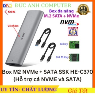 Box Chuyển Đổi M2 SATA NGFF và M2 NVMe PCIe Sang USB 3.0 3.1 SSK SHE C370
