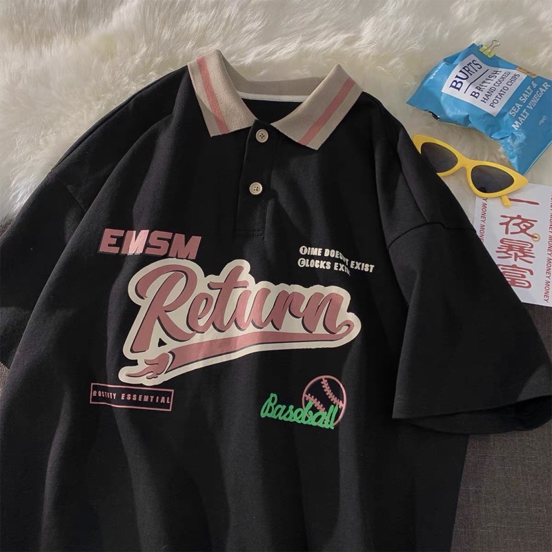 Áo thun có cổ , áo polo tay lỡ dáng rộng unisex - Return