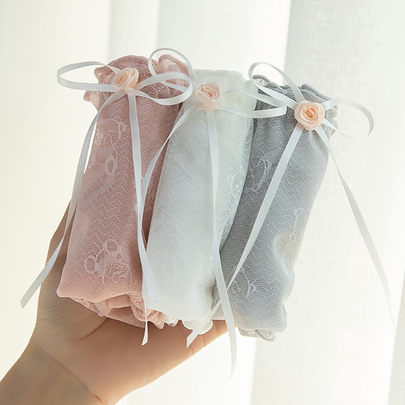 Quần lót nữ dệt lưới viền ren họa tiết gấu cute 335