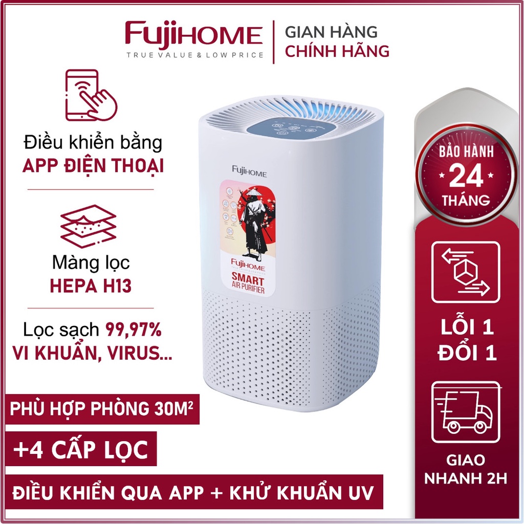 Máy lọc không khí Nhật Bản Nhập Khẩu FUJIHOME 4 cấp điều khiển bằng app, bộ lọc bụi mịn PM2.5 - khử mùi