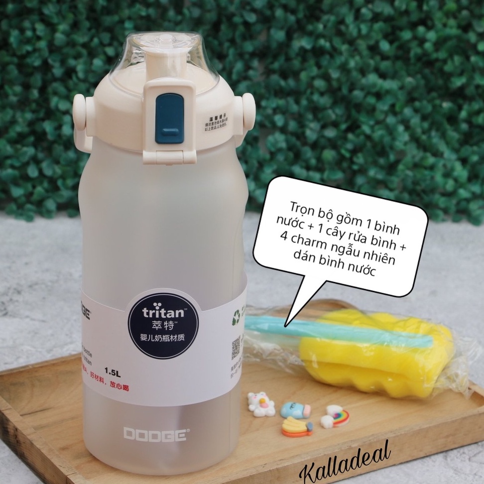 Bình Nước❤️FREESHIP❤️Thể Thao Nhựa Tritan 1500ml Kèm Sticker 3D
