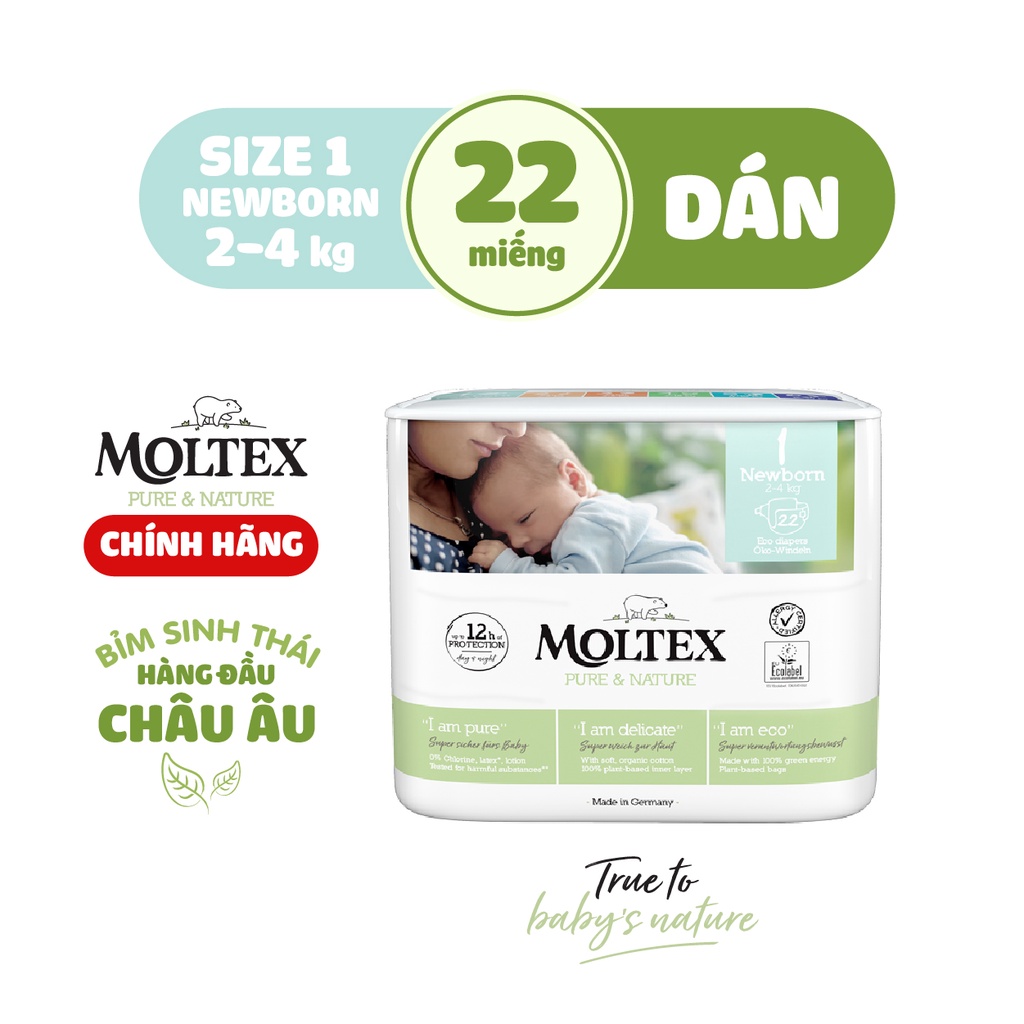 Bỉm/Tã dán Moltex New Born Size 2-4kg 22 miếng