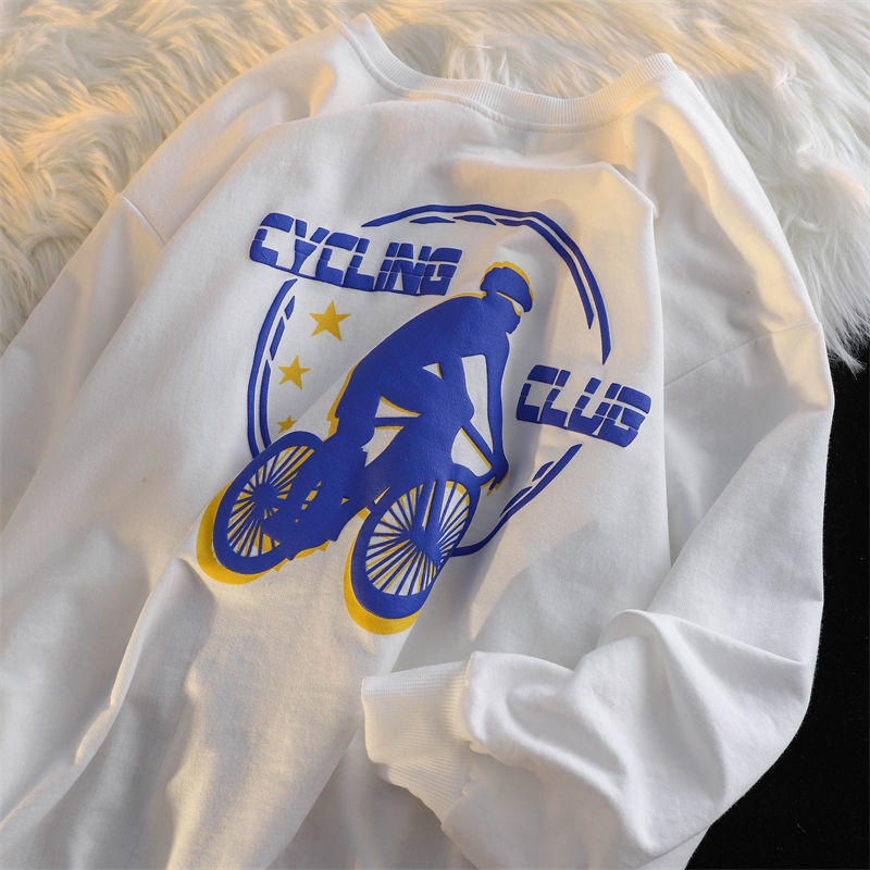 ZHELIHANGFEI Áo Sweater Tay Dài Cổ Tròn Dáng Rộng In Họa Tiết Xinh Xắn