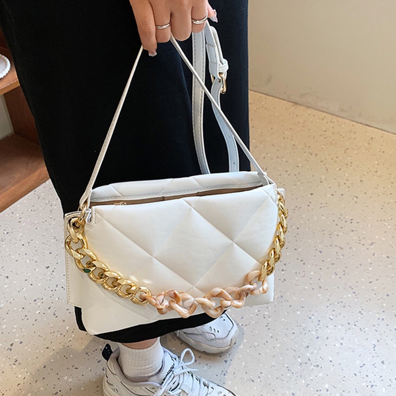 Túi Đeo Chéo Dây Xích Họa Tiết Hình Thoi Đơn Giản Thời Trang Cho Nữ
