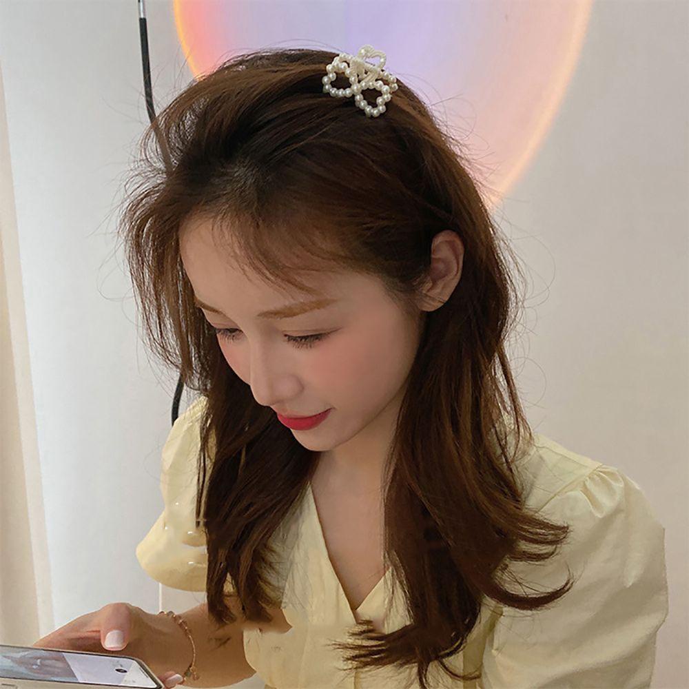 Kẹp Tóc Hình Nơ Họa Tiết Trái Tim Lấp Lánh Phong Cách Tối Giản Hàn Quốc