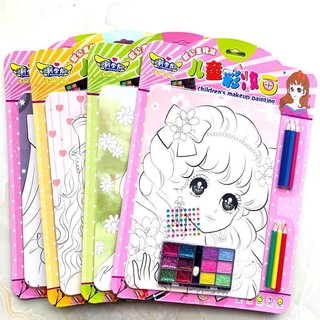Combo 5 tranh trang điểm, tranh tô màu hình công chúa, búp bê xinh xắn đáng yêu