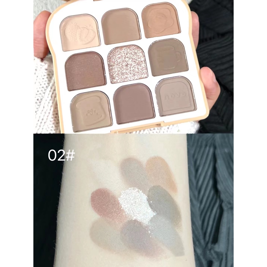 Bảng Phấn Mắt NOVO® 9 Màu Lì Và Ánh Nhũ Kết Hợp Trang Điểm Kháng Nước Và Lâu Trôi 10g