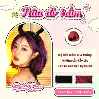 Thuốc nhuộm tóc NÂU ĐỎ TRẦM không cần dùng Thuốc tẩy tóc của Buddyhairs