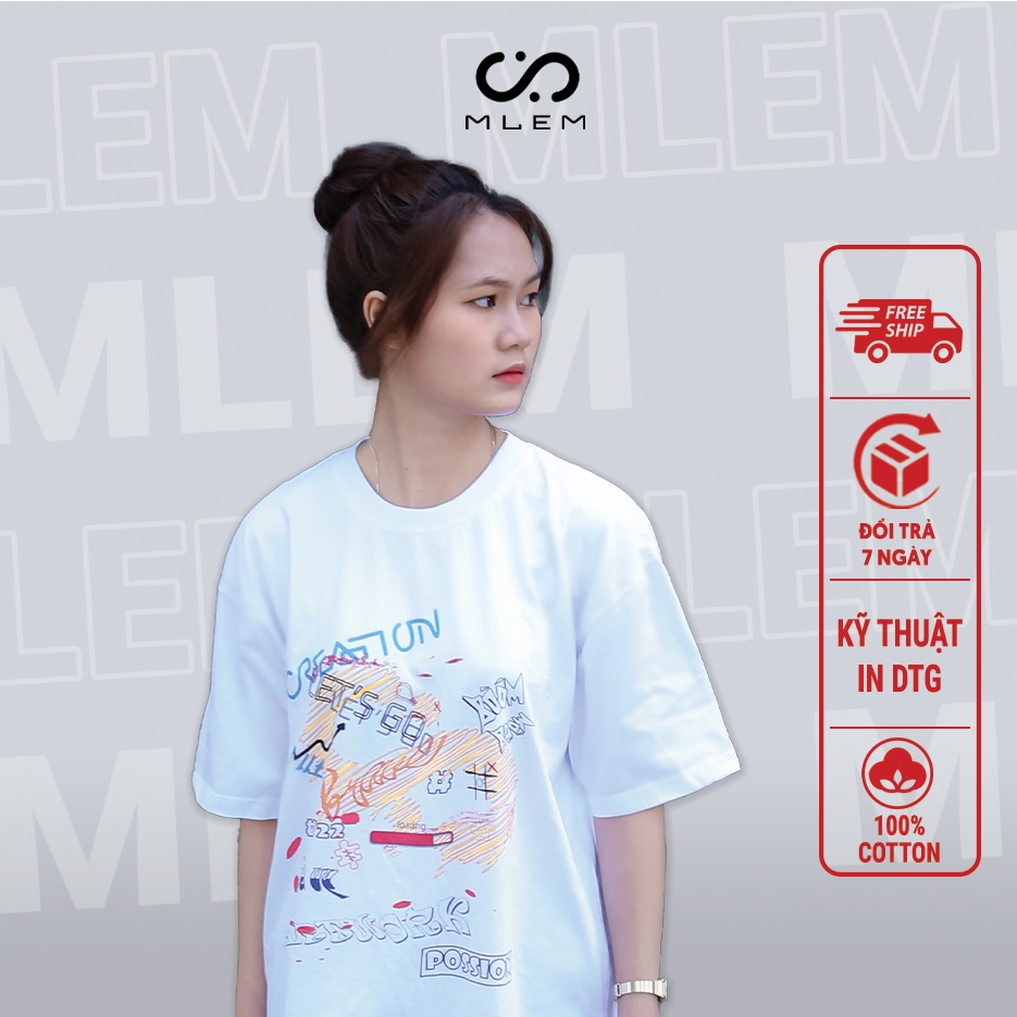 Áo Thun Cổ Tròn Unisex Nam Nữ Tay Lỡ MLEM Artwork 100% Cotton Cao Cấp Áo Phông Form Rộng Chất Mát Vải Dày