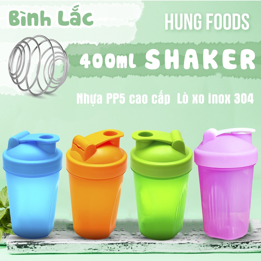 Bình Lắc Bột Dinh Dưỡng, 400ml không in LOGO, Tặng: Bóng Lắc Lò Xo + Muỗng Đong 10g