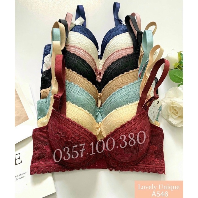 Áo ngực ren 3 móc mút vừa 3cm nâng ngực tròn đẹp định hình ngực Lovely 546