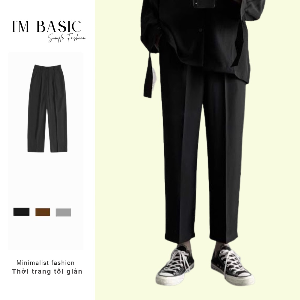 Quần Âu Màu Nâu Ống Xuông I'M BASIC Unisex, chất Tuyết Mưa Cao Cấp mềm mịn co giãn Trending Hàn Quốc (QAX01)