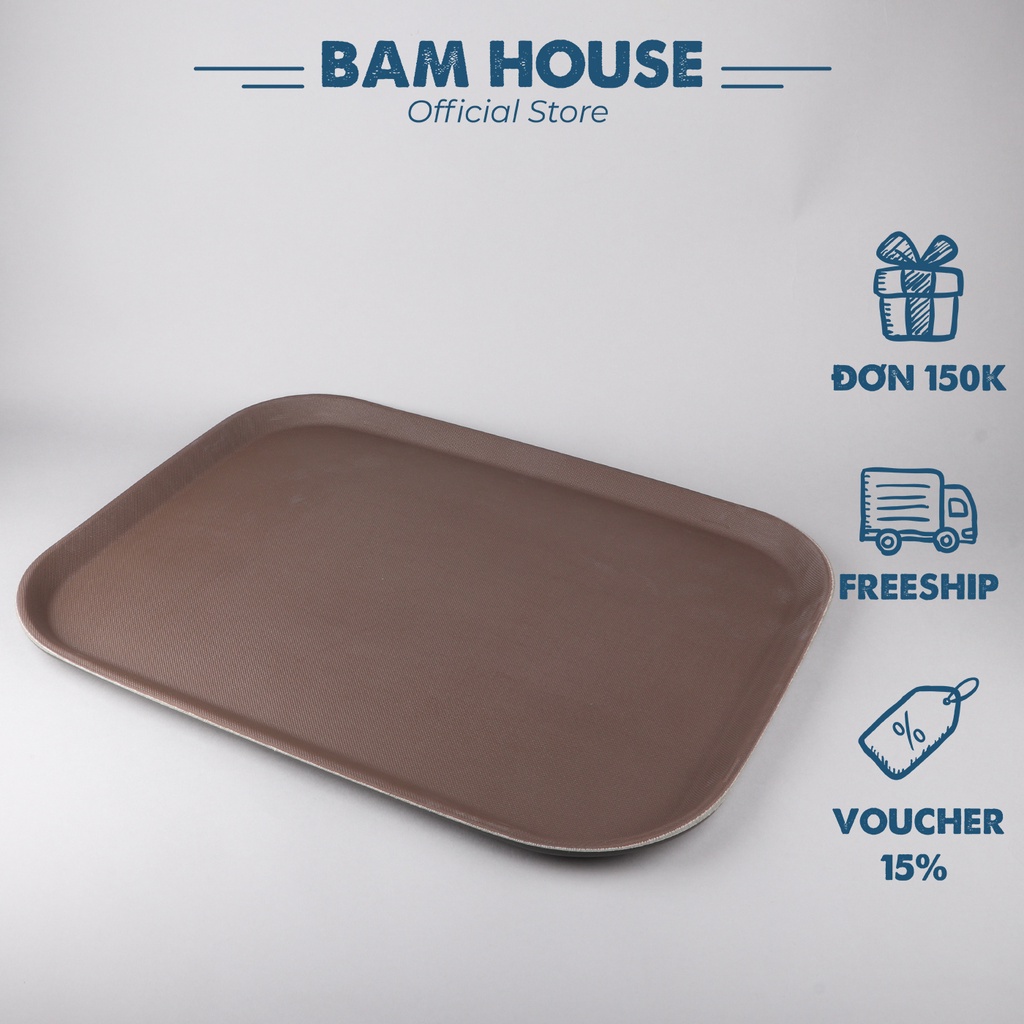 Khay phục vụ hình chữ nhật Bam House chống trơn trượt nhựa cao cấp 35x40cm KV02 - Gia dụng bếp