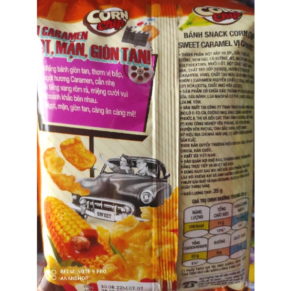 2 gói bim bim Cornchip vị Caramel gói 35g