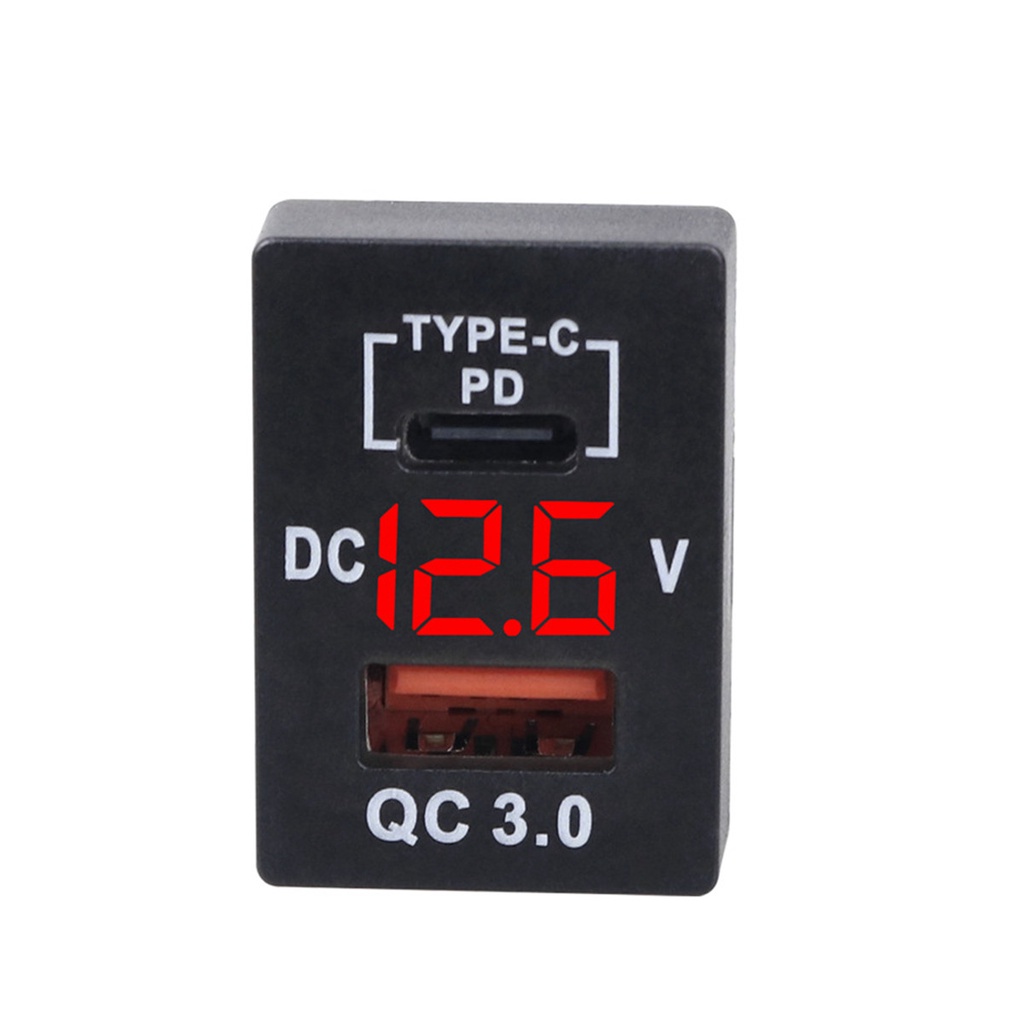 Tẩu Sạc QC3.0 USB 12V 24V Có Vôn Kế Cho Xe Ô Tô Toyota