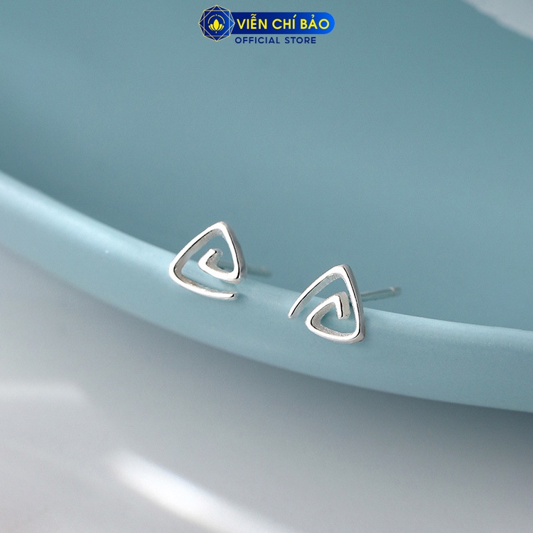 Bông tai bạc nữ xoắn tam giác cá tính chất liệu bạc 925 thời trang phụ kiện trang sức nữ Viễn Chí Bảo E030