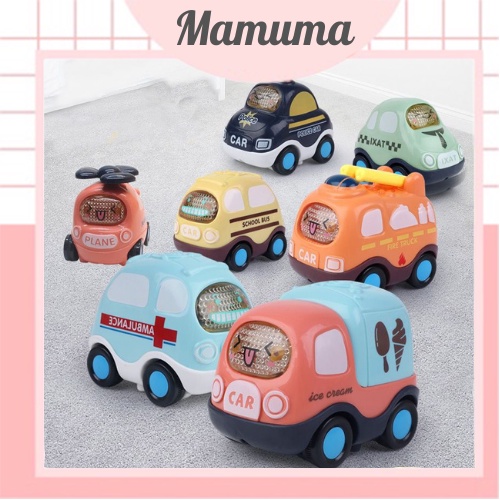 Bộ xe ô tô đồ chơi quán tính mô tả xe cứu hỏa, cứu thương, cảnh sát, taxi, xe bus, máy bay hấp dẫn cho bé - Mamuma Store