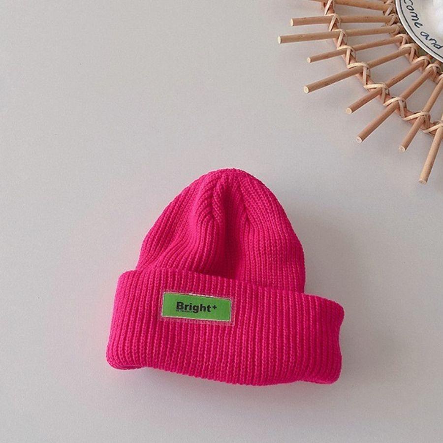 Mũ len beanie hip hop màu neol mác Bright cho bé - M071