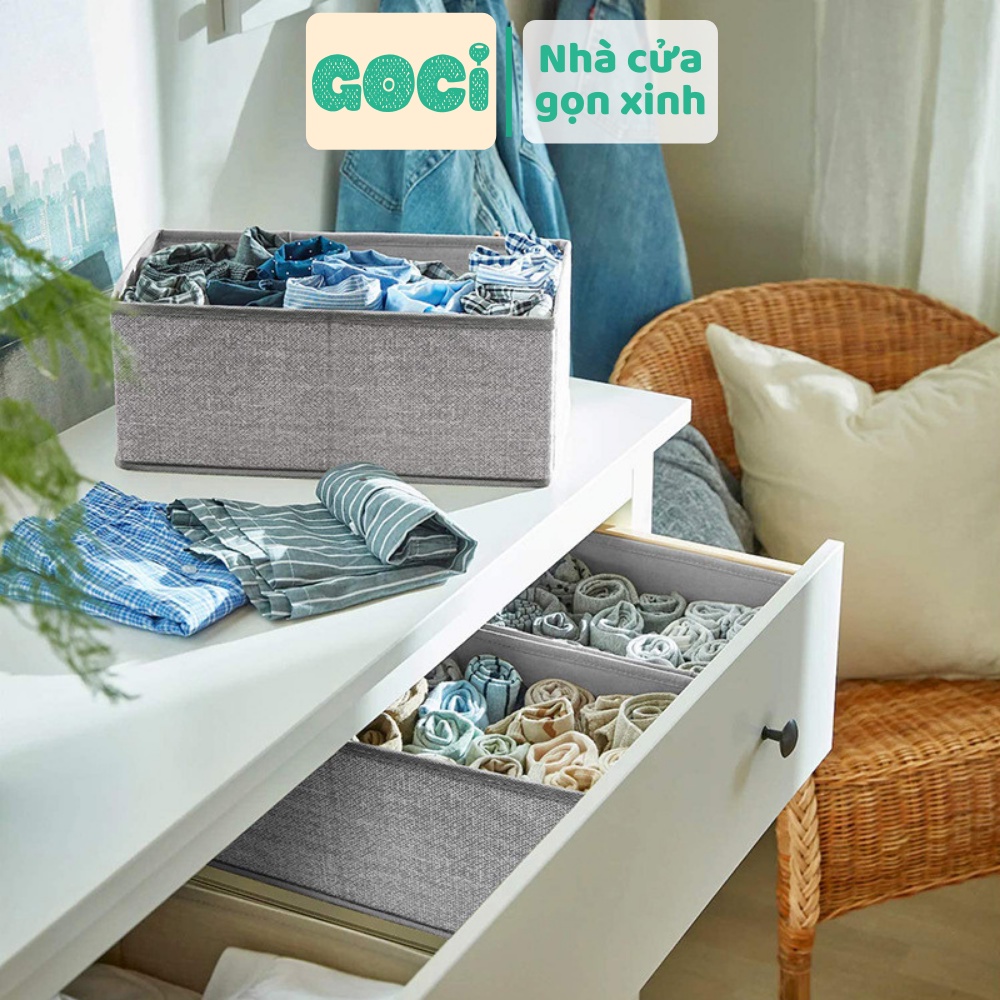 Hộp vải đựng đồ Bigso sắp xếp tủ quần áo bàn trang điểm gọn gàng