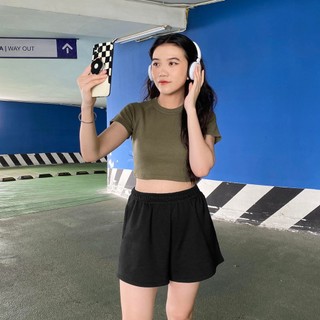 Áo croptop nữ  BASIC ACTIVE TOP FFSTUDIO chất thun gân tăm co giãn