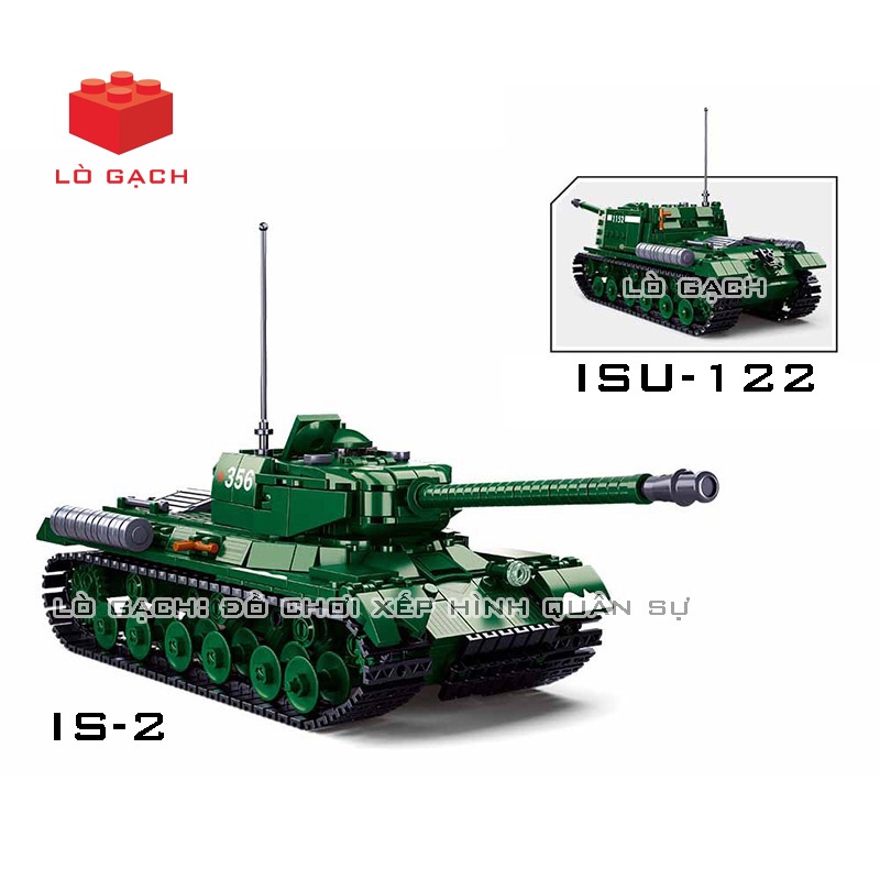 Bộ xếp hình 2 trong 1 - Xe tăng IS-2 - Pháo tự hành ISU-152 Liên Xô Chiến tranh thế giới 2 WW2 845 chi tiết